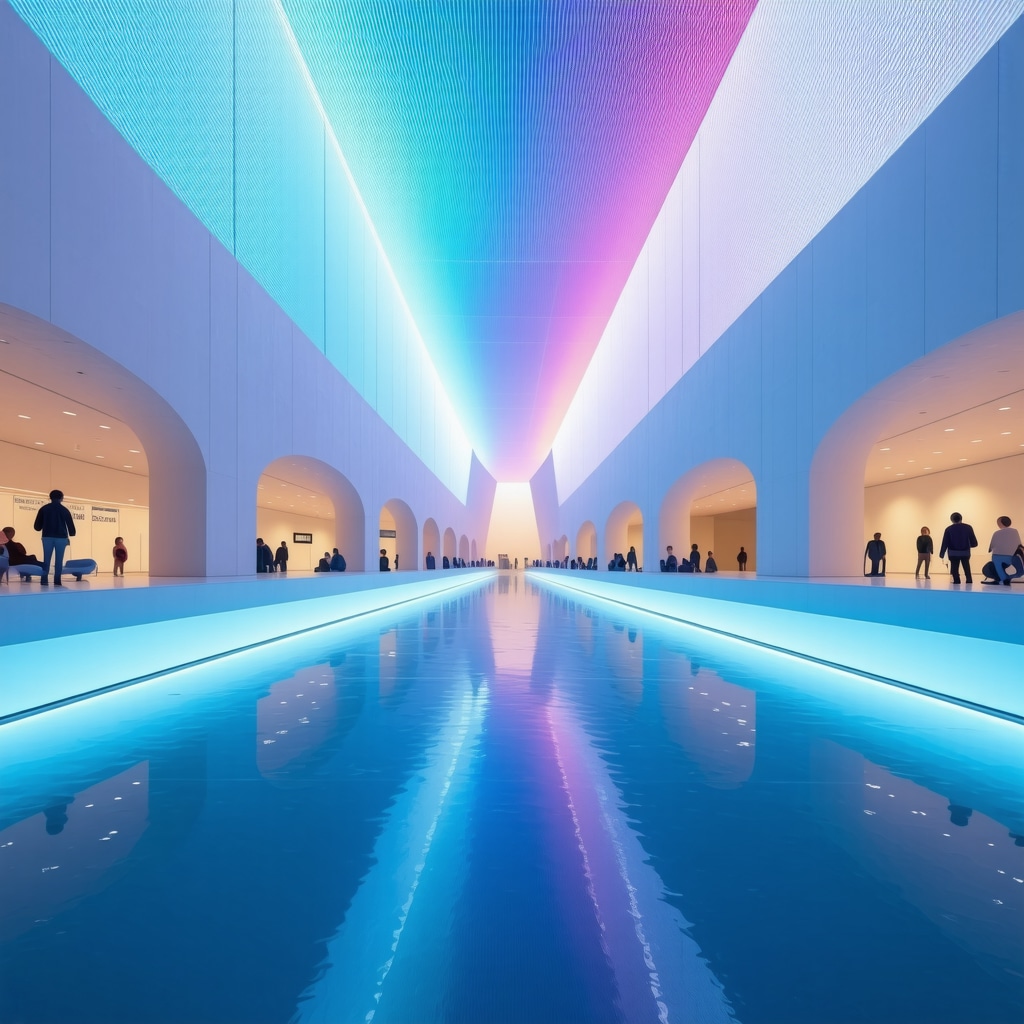 Futuristic LED lighting simulation in architectural design