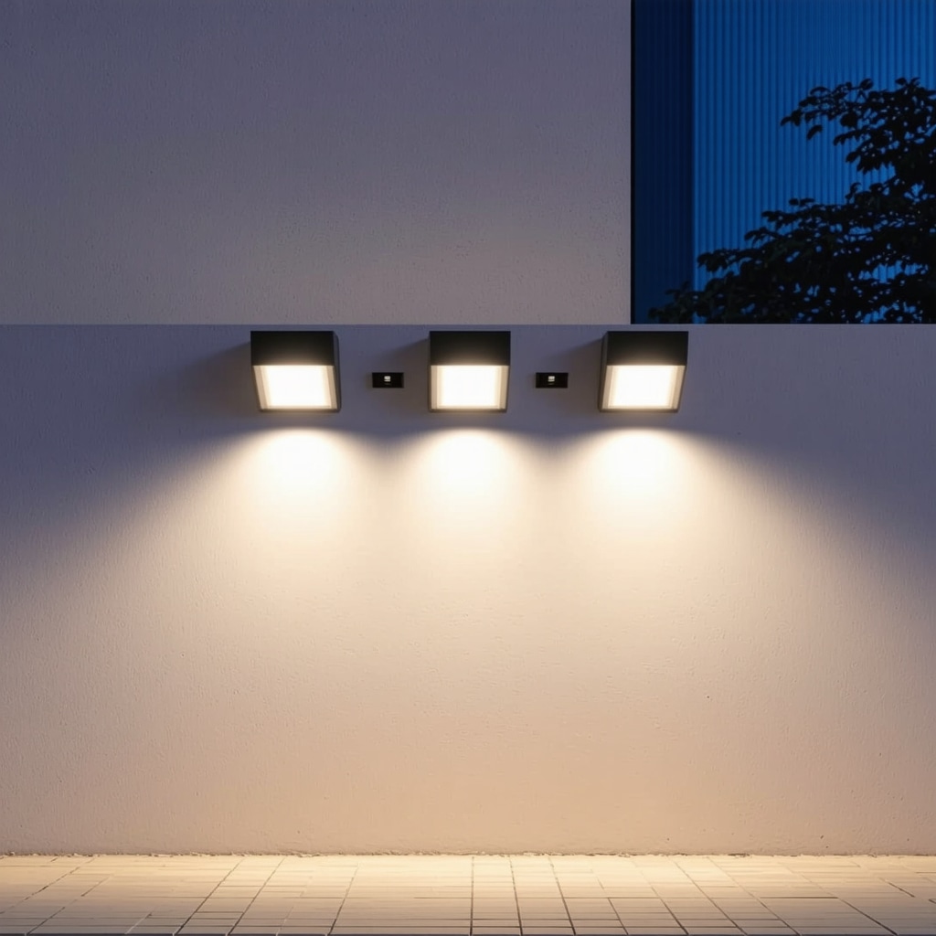 Advanced outdoor lighting system with sensors and LED panels at night