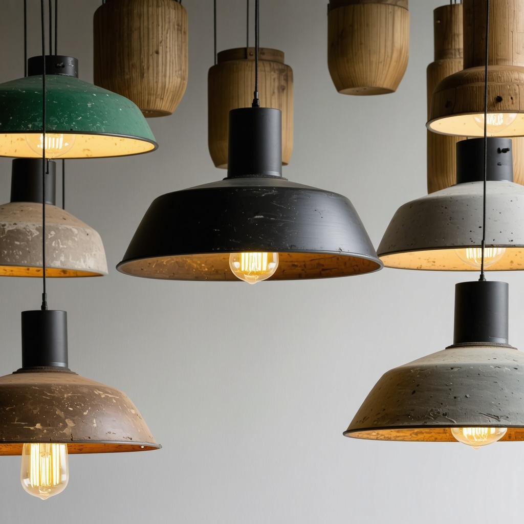 Close-up of eco-friendly rustic lighting fixtures showcasing craftsmanship and modern design.