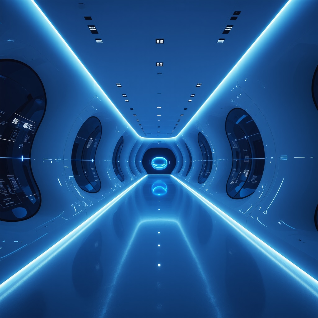 Futuristic interior with smart lighting system and adjustable LED lights