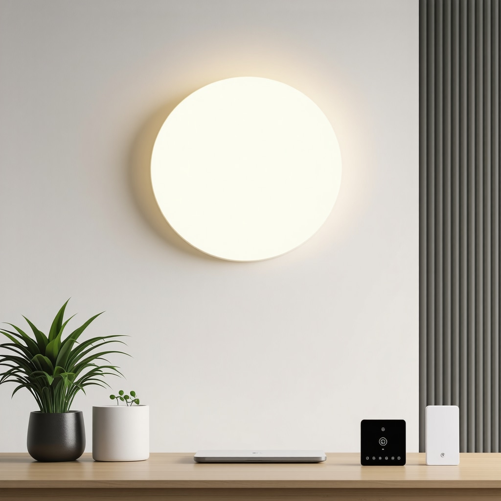Interior of a modern home with integrated smart lighting controls