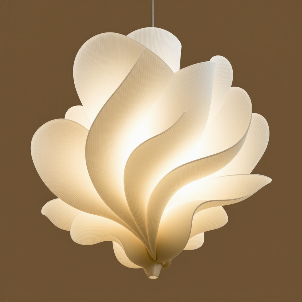 Skulpturalni lampa u modernom enterijeru, umetnički osvetljenje