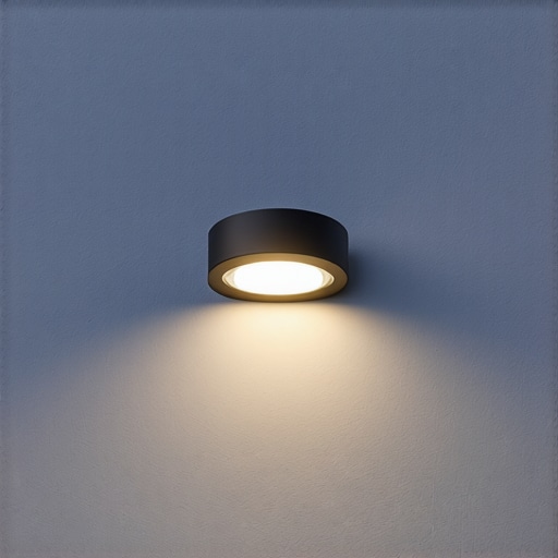 Modern outdoor LED lighting system with sensors and sleek design at night