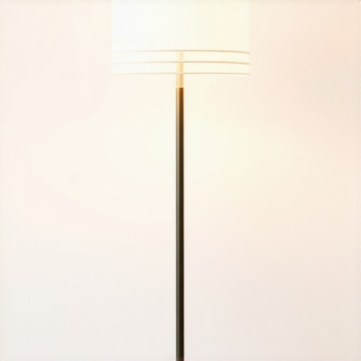 Modern floor lamp crafted from recycled metals and bio plastics, highlighting sustainability.