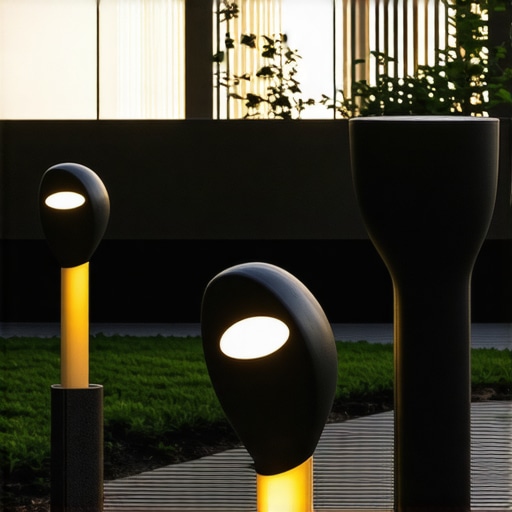 Eco-Friendly Solar Garden Lighting Modern solar garden lights with organic design in natural setting