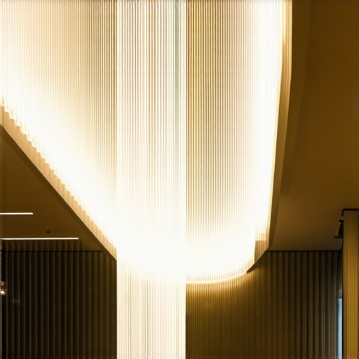 Interior with layered lighting including LED strips, chandeliers, and spotlights.