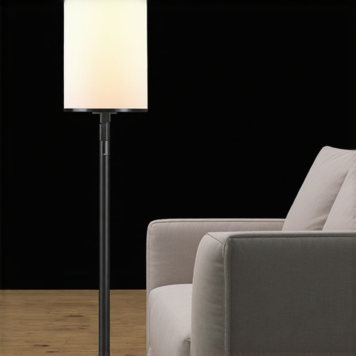 Suvremena pametna podna lampa s minimalističkim dizajnom u dnevnom boravku