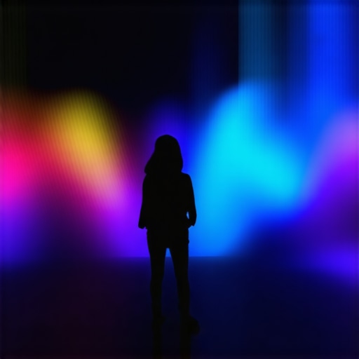 Hologram projection showcasing digital art in a gallery setting