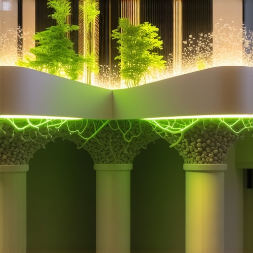 Interior with advanced adaptive LED lighting and biofilic design elements
