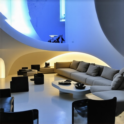 Modern living room showcasing innovative lighting materials and dynamic scenes