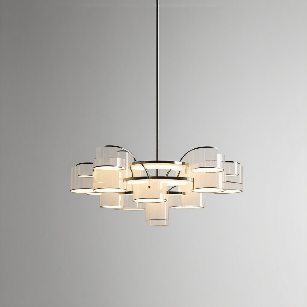 Modern chandelier with integrated LED technology in a high-end interior