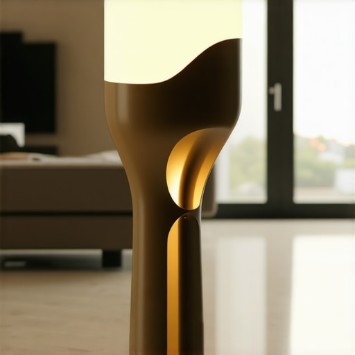 Modern floor lamp with organic design and advanced lighting technology in a stylish living room
