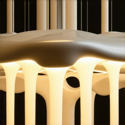 Modern interior with futuristic organic sculptural pendant light