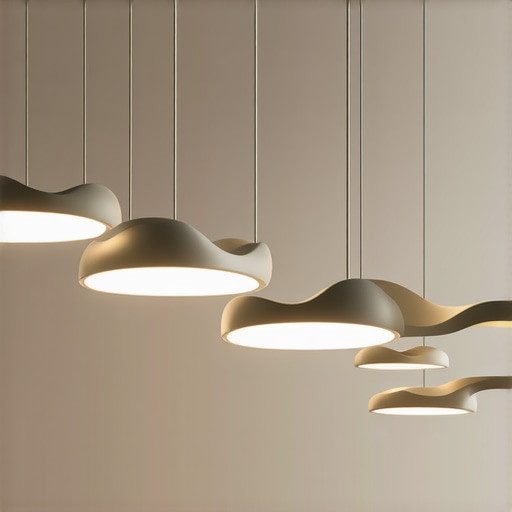 Modern interior with innovative, organic, and sculptural ceiling lights