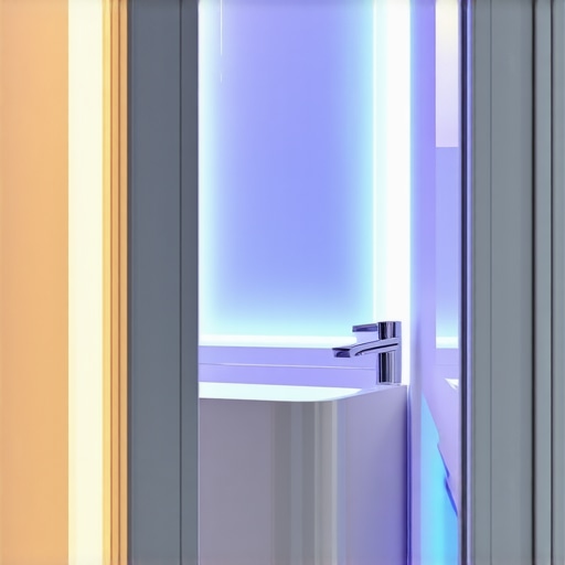 Modern bathroom with advanced smart lighting and decorative elements