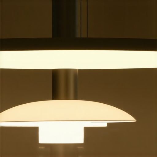 A high-tech modern chandelier showcasing IoT features and eco-friendly design elements