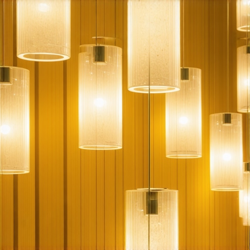 Interior with innovative, eco-friendly hanging lamps with adaptive lighting tech
