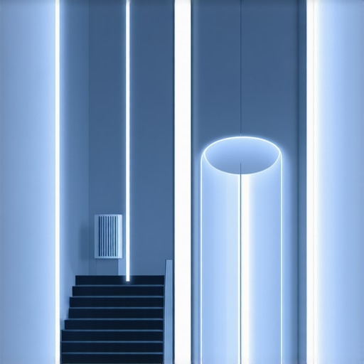 Smart lighting system with sensors and wireless controls illuminating a modern interior.