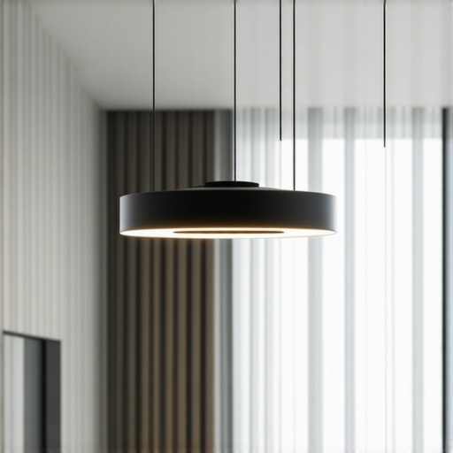 Futuristic Smart Pendant Light Modern living room with a high-tech, minimalistic pendant light