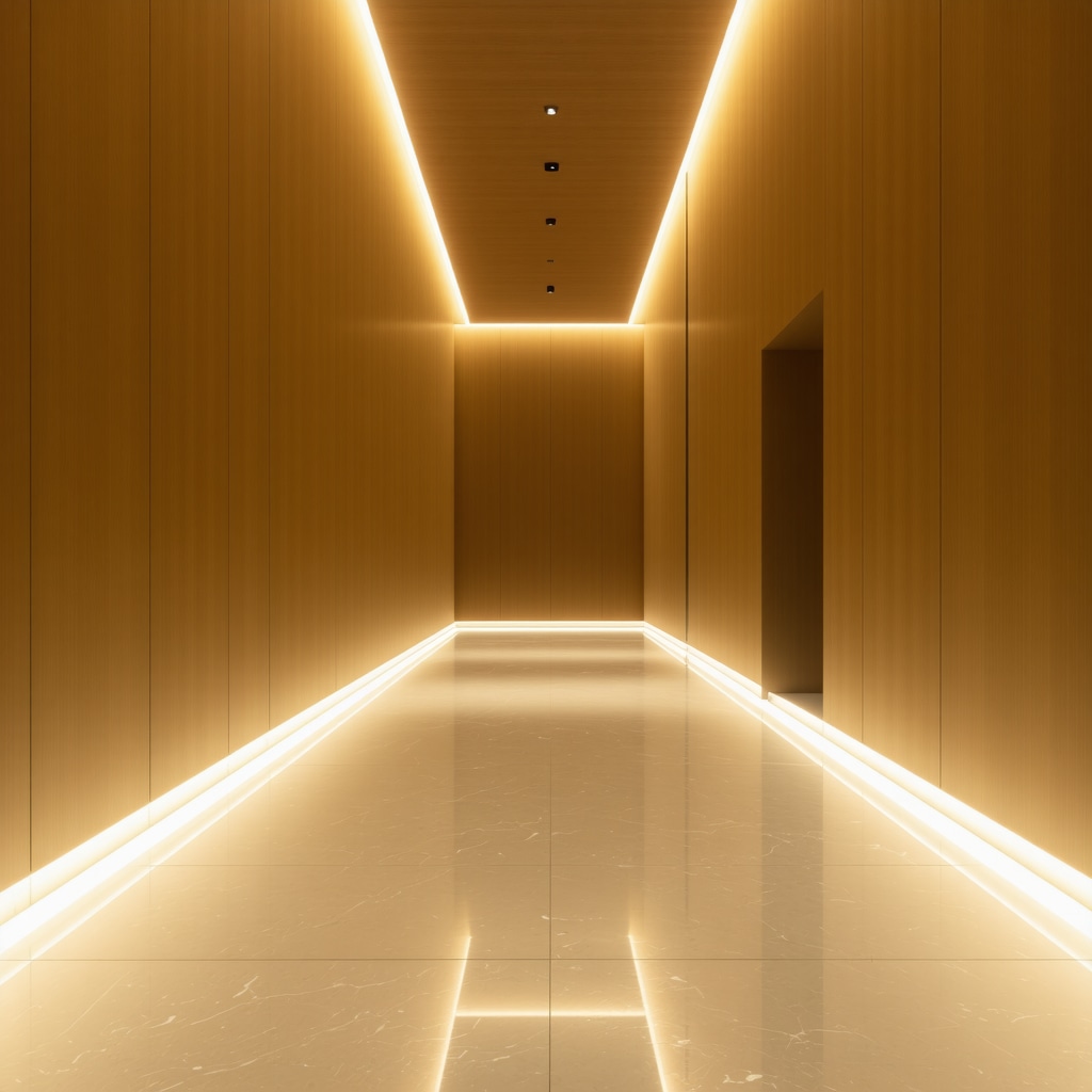 Modern luxury interior with innovative LED lighting and IoT technology
