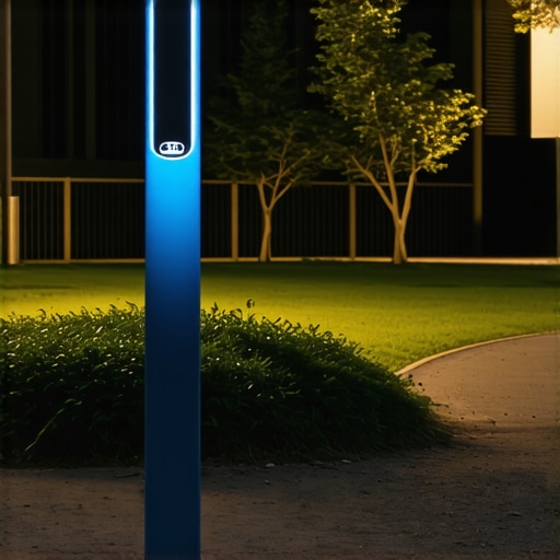 Modern outdoor lighting with sensors and eco materials at night