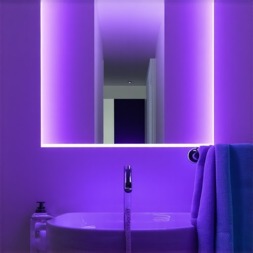 Modern bathroom interior with advanced smart lighting and LED technology