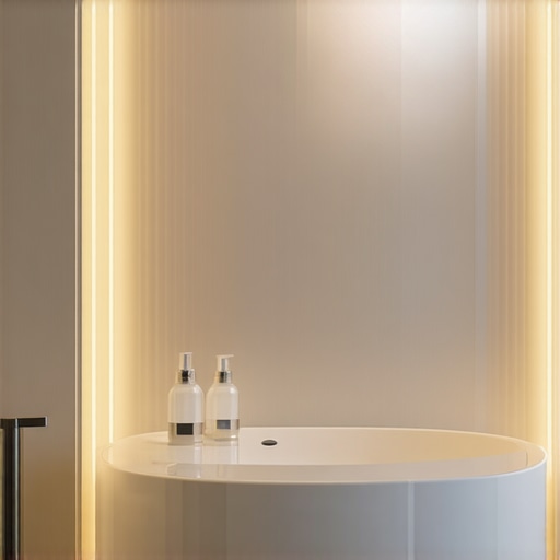 Modern bathroom with integrated smart lighting and sensors