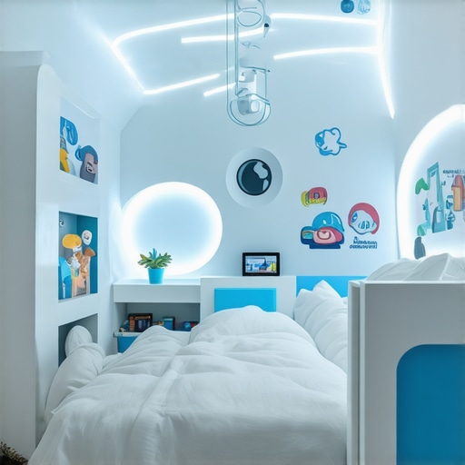 Modern children's bedroom with advanced smart lighting and sensors
