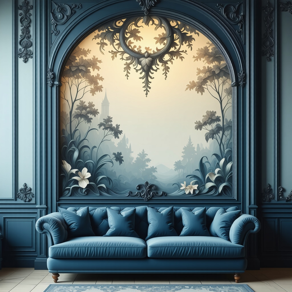 Elegantna Art Nouveau rasvjeta u suvremenom interijeru s detaljnim vitražom i organskim oblicima
