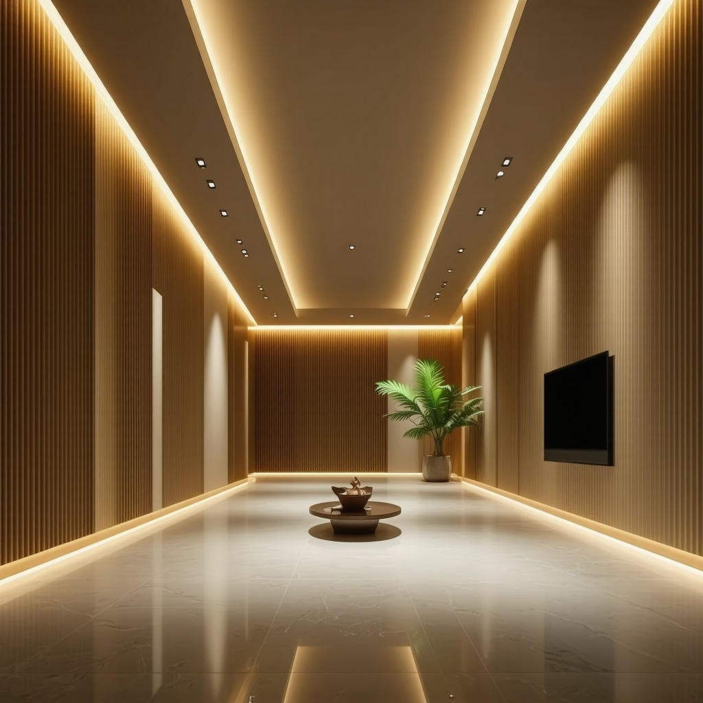 Interior design with natural textures and innovative LED lighting
