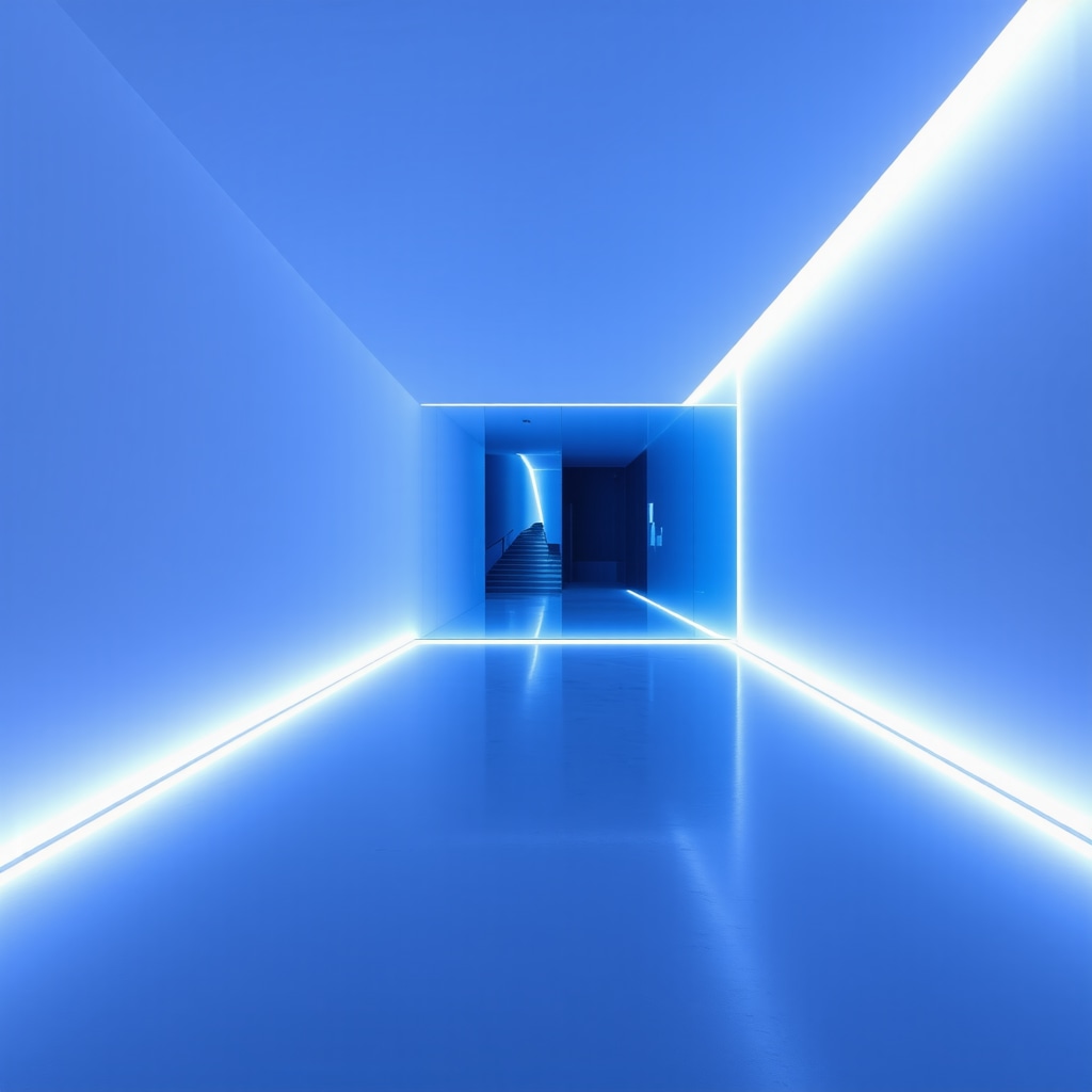 Futuristic holographic lighting setup in a modern interior space