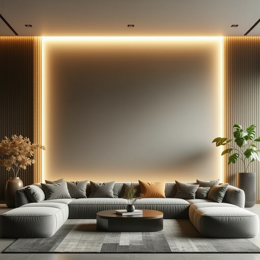 Stylish modern LED lighting panel illuminating a contemporary room