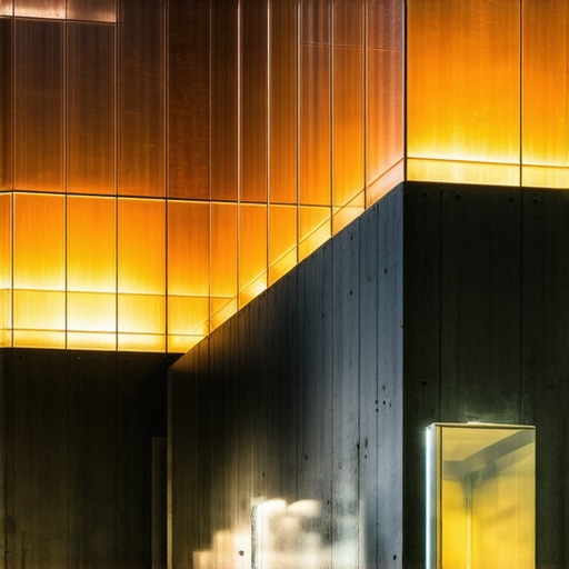 Innovative Materials in Architectural Lighting Modern architectural design featuring glowing concrete and recycled glass panels