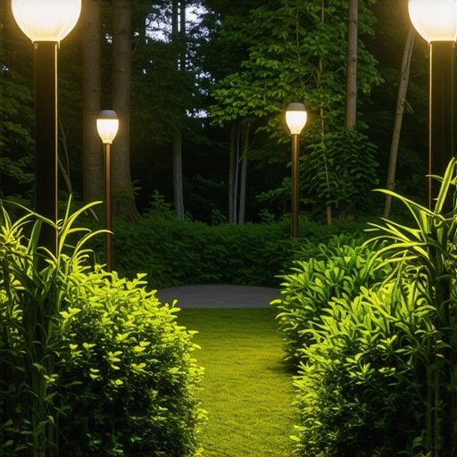 OLED lighting system seamlessly integrated into a lush garden environment