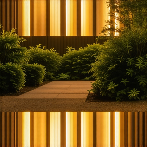 Modern outdoor garden lighting with smart fixtures and eco-friendly materials