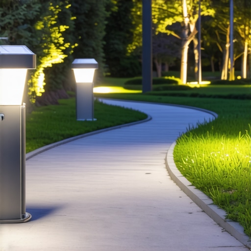 Moderno osvjetljenje staza sa senzorima i solarnih lampi u noći