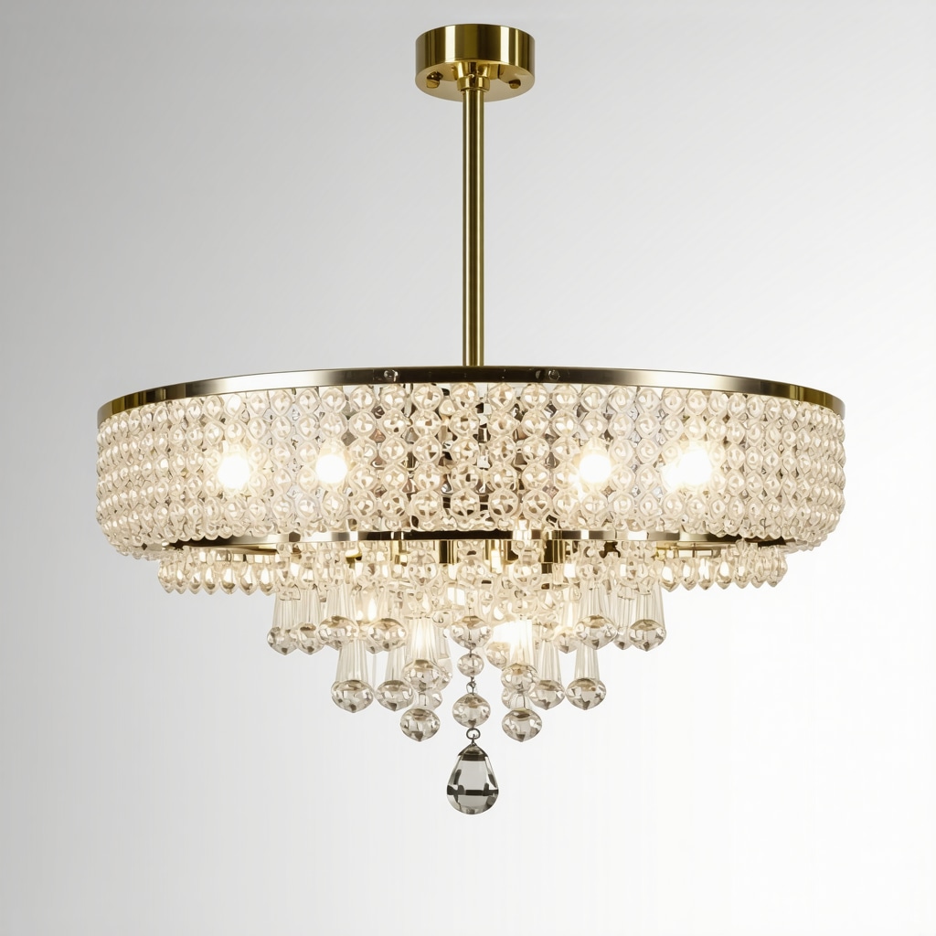 Elegant modern chandelier with crystals and sleek design for interior lighting