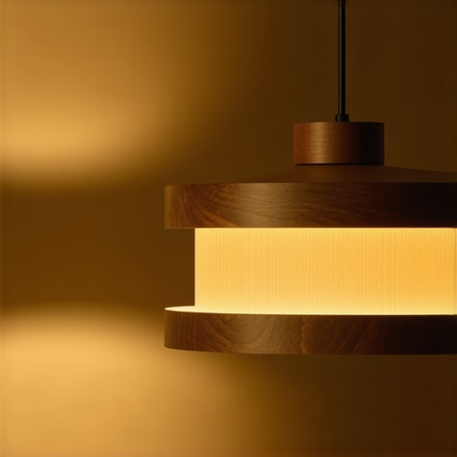 A modern rustic lamp with smart features and LED lighting, blending tradition and technology.