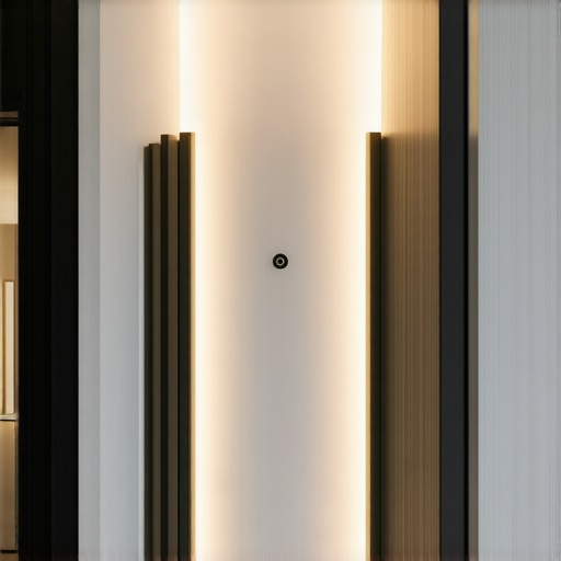 Modern Smart Entryway Lighting System Realistic image of a modern smart lighting system in an entryway with sensors and app control