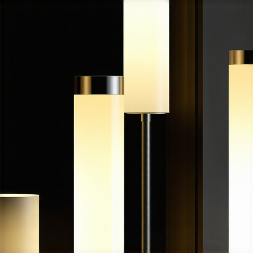 Contemporary smart floor and table lamps with sleek design and technological features in a modern living room.