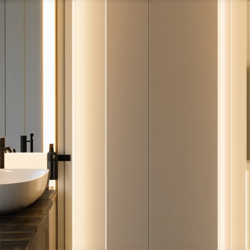 Contemporary bathroom illuminated with smart LED lights