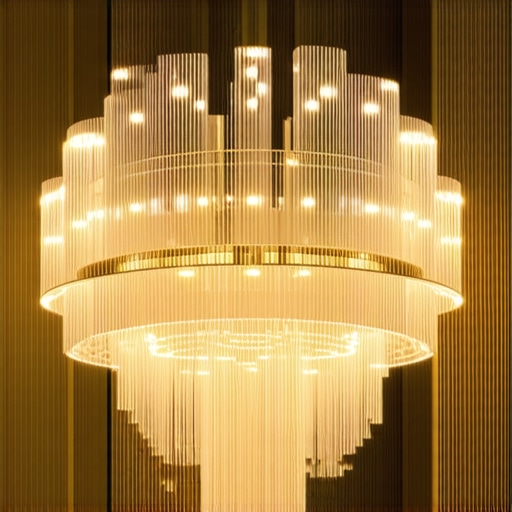 Large modern chandelier in a sophisticated architectural environment