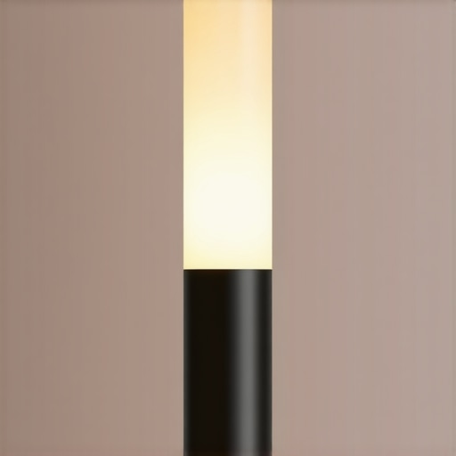 Modern floor lamp with integrated sensors and OLED panels in contemporary home setting