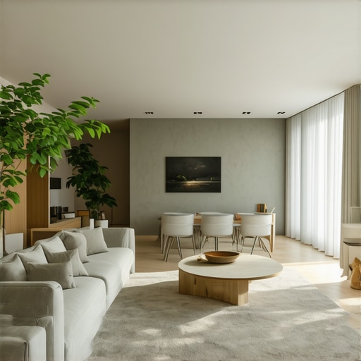 3D model prikazuje pozicije i usmjerenja spot svjetala u modernom dnevnom boravku