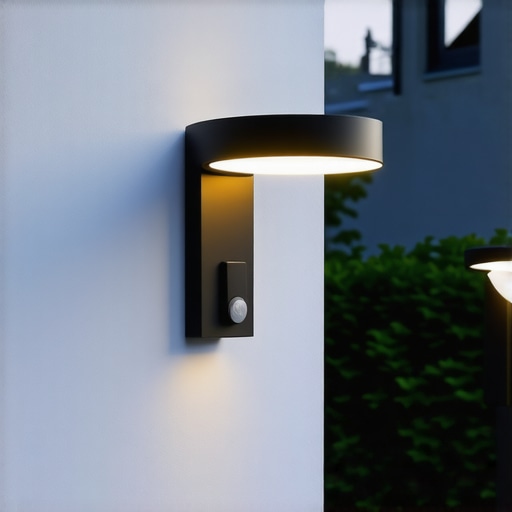 Ilustracija naprednog sustava vrtne rasvjete s pametnim senzorima i automatizacijom