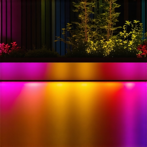 Modern outdoor lighting with color-changing LEDs and smart controls at night