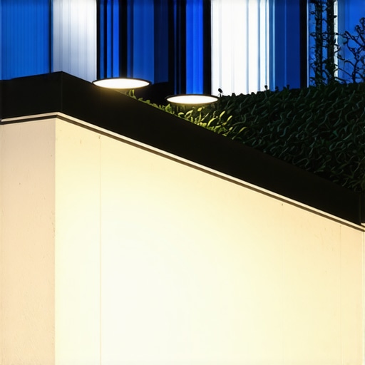 High-tech outdoor lighting with solar panels and IoT integration at night