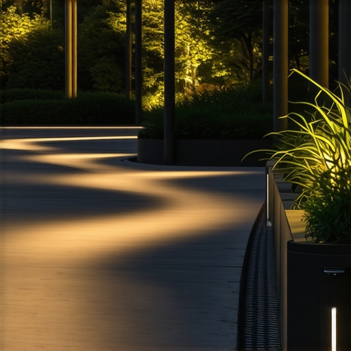 High-tech outdoor pathway lighting with sensors and automation