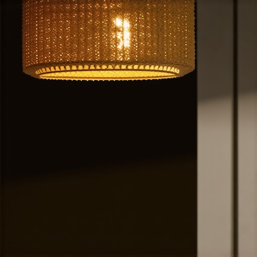 Modern interior with smart jute pendant lamp and ambient lighting