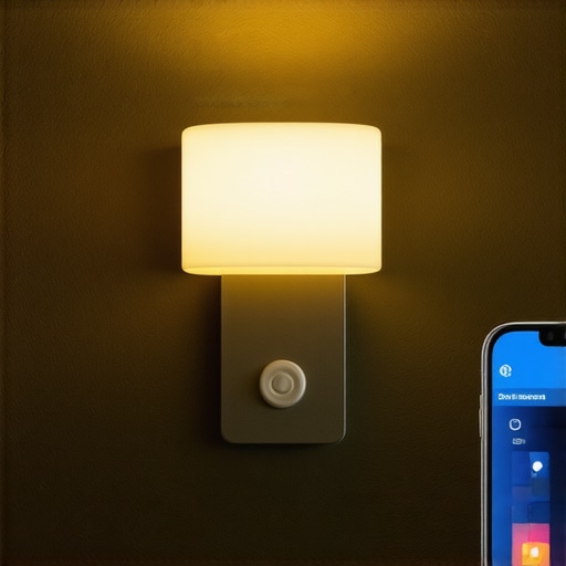 Smart Lighting System in Modern Home Smart lighting system with sensors and app control in a modern house